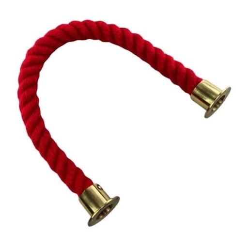 rs red synthetic polyspun barrier rope with polished brass cup ends