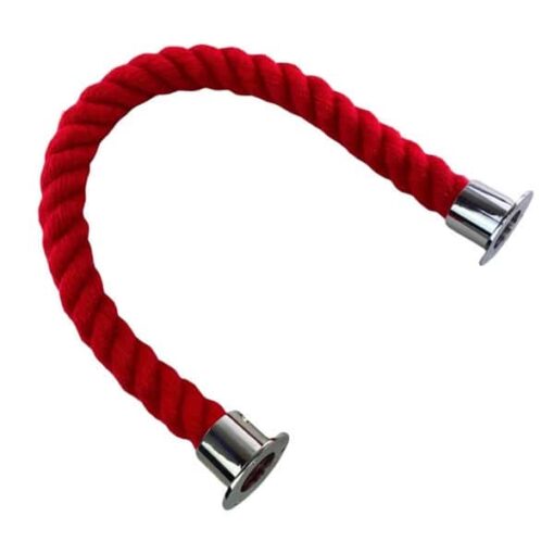 rs red synthetic polyspun barrier rope with polished chrome cup ends