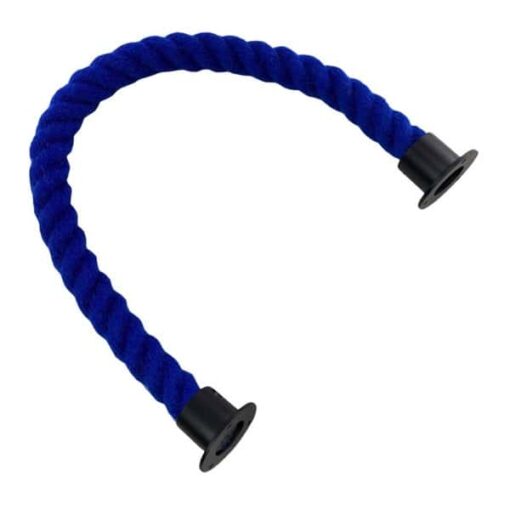 rs royal blue polyspun barrier rope with powder coated black cup ends