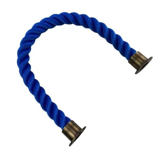 rs royal blue sofrtline barrier rope with antique brass cup ends