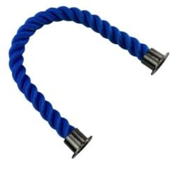 rs royal blue sofrtline barrier rope with gun metal black cup ends