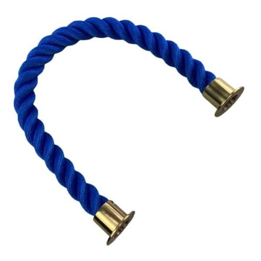 rs royal blue sofrtline barrier rope with polished brass cup ends