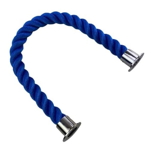 rs royal blue sofrtline barrier rope with polished chrome cup ends