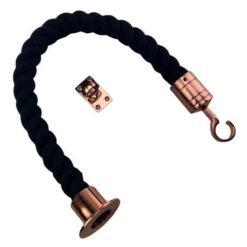 rs black natural cotton barrier rope with copper bronze cup hook and eye plate