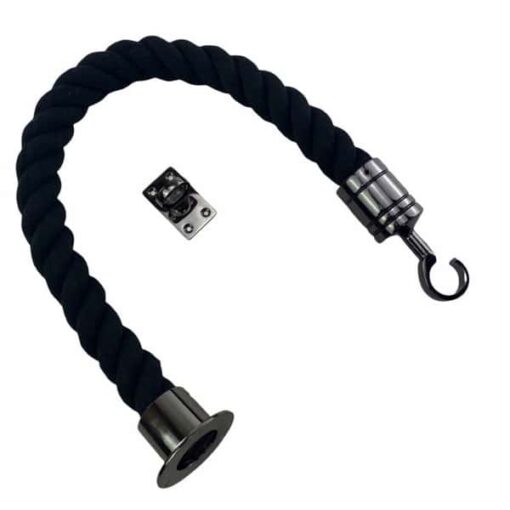 rs black natural cotton barrier rope with gun metal black cup hook and eye plate