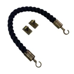 rs black softline multifilament barrier rope with antique brass hook and eye plates