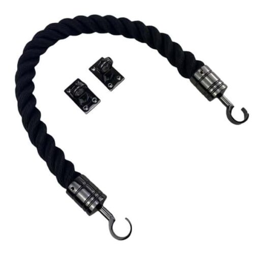 rs black softline multifilament barrier rope with gun metal black hook and eye plates