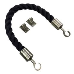 rs black staplespun barrier rope with satin nickel hook and eye plates