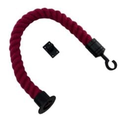 rs burgundy polyspun barrier rope with powder coated black cup hook and eye plate