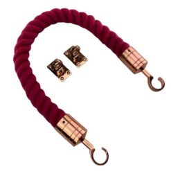 rs burgundy synthetic polyspun barrier rope with copper bronze hook and eye plates