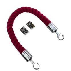 rs burgundy synthetic polyspun barrier rope with polished chrome hook and eye plates