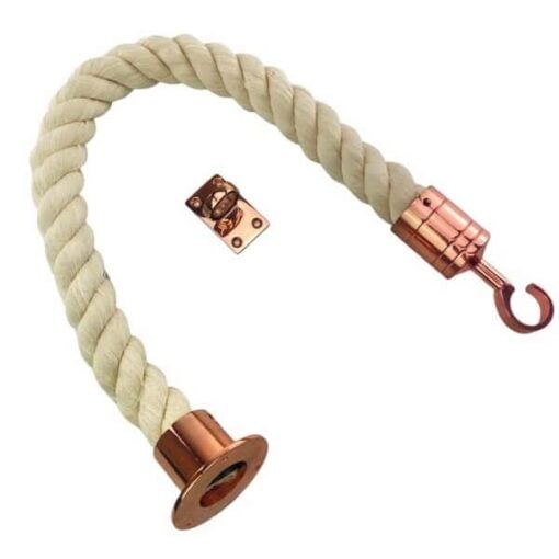 rs natural cotton barrier rope with copper bronze cup hook and eye plate