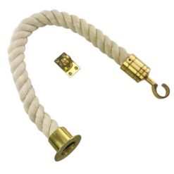 rs natural cotton barrier rope with polished brass cup hook and eye plate