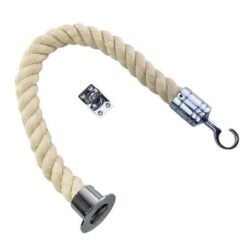 rs natural cotton barrier rope with polished chrome cup hook and eye plate