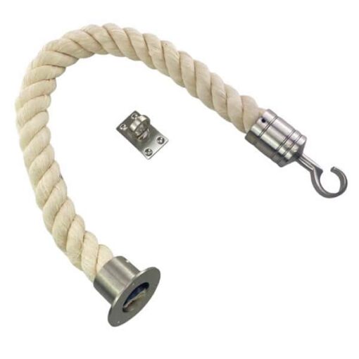 rs natural cotton barrier rope with satin nickel cup hook and eye plate