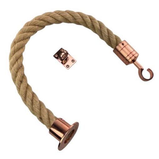 rs natural jute barrier rope with copper bronze cup hook and eye plate