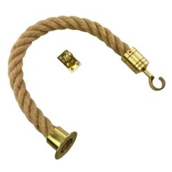 rs natural jute barrier rope with polished brass cup hook and eye plate