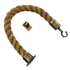 rs natural manila barrier rope with antique brass cup hook and eye plate