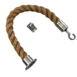 rs natural manila barrier rope with satin nickel cup hook and eye plate