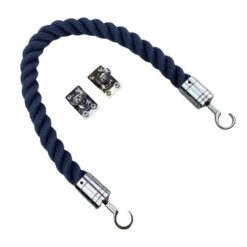 rs navy blue softline multifilament barrier rope with polished chrome hook and eye plates