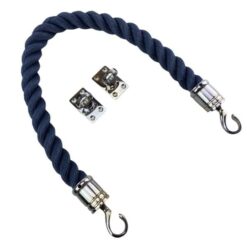 rs navy blue softline multifilament barrier rope with polished chrome swan hook and eye plates