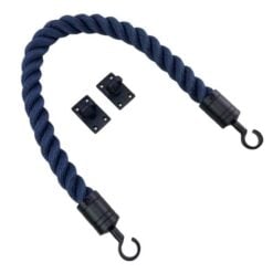 rs navy blue softline multifilament barrier rope with powder coated black hook and eye plates