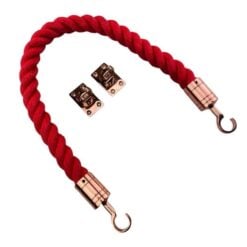 rs red softline barrier rope with copper bronze hooks and eye plates