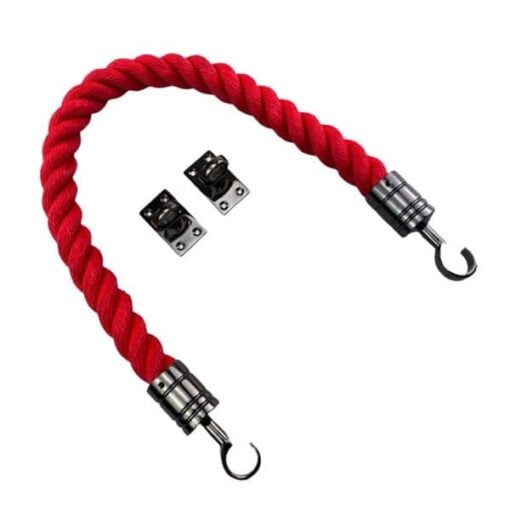 rs red softline barrier rope with gun metal black hooks and eye plates