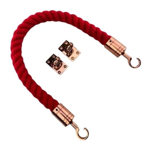 rs red synthetic polyspun bnarrier rope with copper bronze hook and eye plates