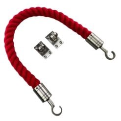 rs red synthetic polyspun bnarrier rope with satin nickel hook and eye plates