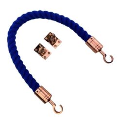 rs royal blue polyspun barrier rope with copper bronze hook and eye plates