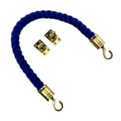 rs royal blue polyspun barrier rope with polished brass swan hook and eye plates