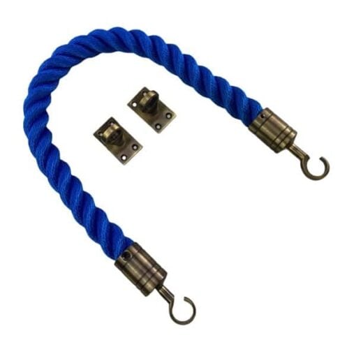 rs royal blue softline barrier rope with antique brass hooks and eye plates