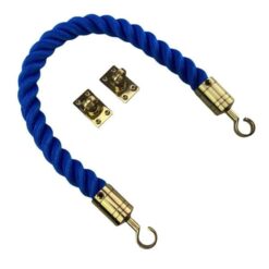 rs royal blue softline barrier rope with polished brass hooks and eye plates