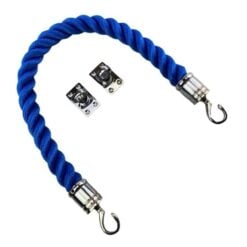 rs royal blue softline barrier rope with polished chrome swan hooks and eye plates