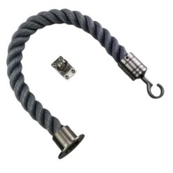 rs synthetic grey barrier rope with satin nickel cup hook and eye plates