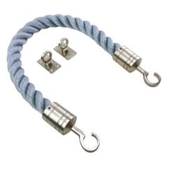 rs synthetic grey barrier rope with satin nickel hook and eye plates