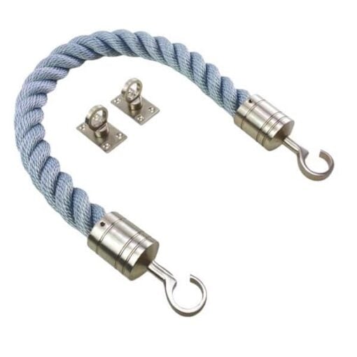 rs synthetic grey barrier rope with satin nickel hook and eye plates