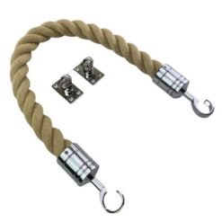 rs synthetic polyhemp barrier ropes with polished chrome hook and eye plates