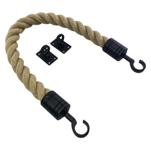 rs synthetic polyhemp barrier ropes with powder coated black hook and eye plates