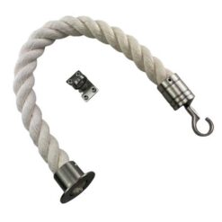 rs synthetic white cotton barrier rope with satin nickel cup hook and eye plates