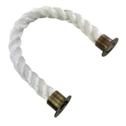 rs white staplespun barrier rope with antique brass cup ends