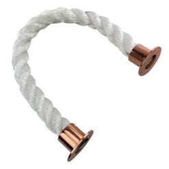 rs white staplespun barrier rope with copper bronze cup ends