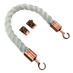 rs white staplespun barrier rope with copper bronze hook and eye plates