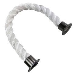 rs white staplespun barrier rope with gun metal black cup ends