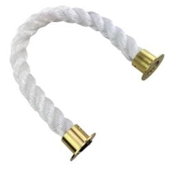 rs white staplespun barrier rope with polished brass cup ends