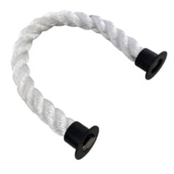 rs white staplespun barrier rope with powder coated black cup ends