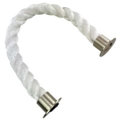 rs white staplespun barrier rope with satin nickel cup ends