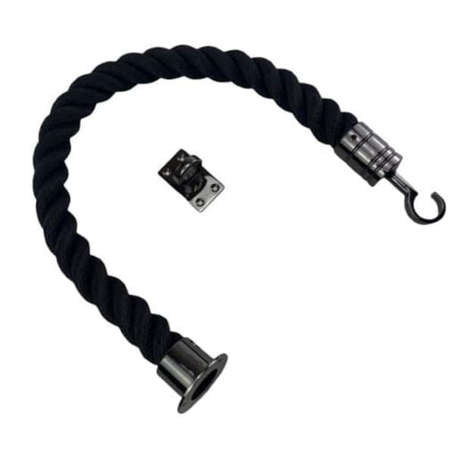 rs black softline multifilament barrier rope with gun metal black cup hook and eye plate