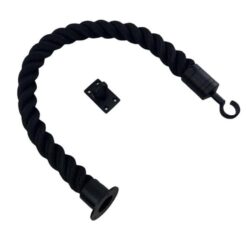 rs black softline multifilament barrier rope with powder coated black cup hook and eye plate